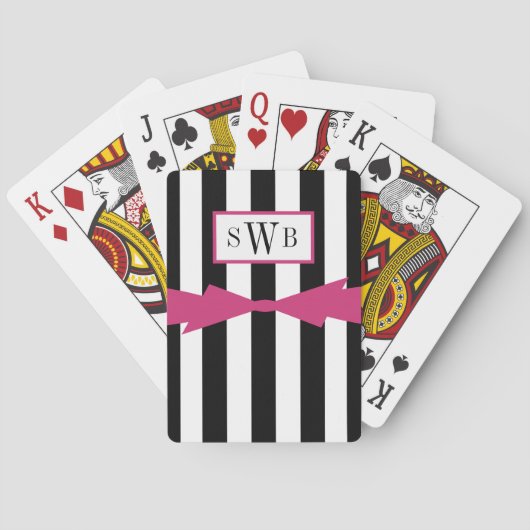 CHIC PLAYING CARDS_BLACK/WHITE STRIPES/PINK SPIELKARTEN (Rückseite)