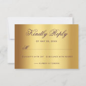 Chic Plum Lila Gold Script Calligrafy Wedding RSVP Karte (Rückseite)