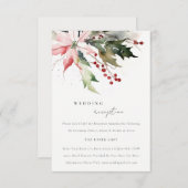 Chic Poinsettia Berries Hochzeitsempfang Begleitkarte (Vorne/Hinten)