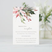 Chic Poinsettia Berries Hochzeitsempfang Begleitkarte (Stehend Vorderseite)