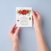Chic Poinsettia Christmas Red Gold Party Flyer (Gruppe)