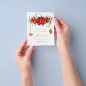 Chic Poinsettia Christmas Red Gold Party Flyer (Gruppe)