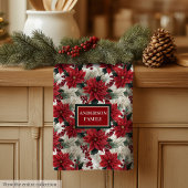 Chic Poinsettia Kitchen Towel Custom Name Gift Geschirrtuch