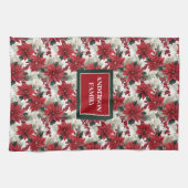 Chic Poinsettia Kitchen Towel Custom Name Gift Geschirrtuch (Horizontal)