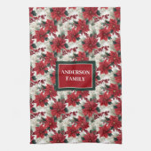 Chic Poinsettia Kitchen Towel Custom Name Gift Geschirrtuch (Vertikal)