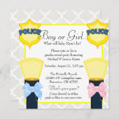 Chic Police Officer Abzeichen Damask Gender Reveal Einladung (Vorne/Hinten)