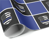 Chic Police Officer Thin Blue Line Abzeichen Muste Geschenkpapier (Rolleneckpunkt)