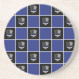 Chic Police Officer Thin Blue Line Abzeichen Muste Getränkeuntersetzer