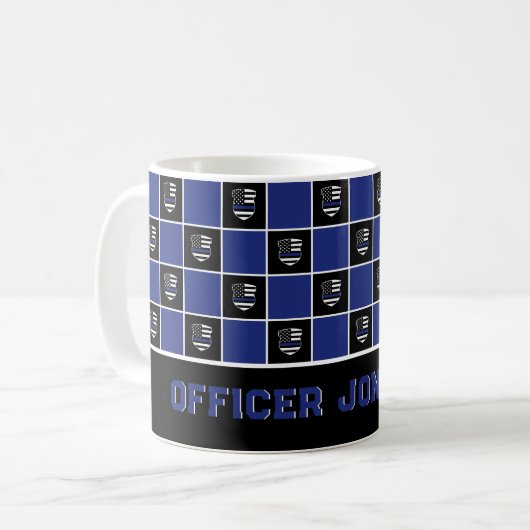 Chic Police Officer Thin Blue Line Abzeichen Muste Kaffeetasse (Vorderseite Links)