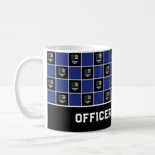 Chic Police Officer Thin Blue Line Abzeichen Muste Kaffeetasse (Links)