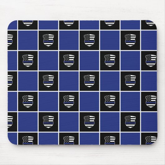 Chic Police Officer Thin Blue Line Abzeichen Muste Mousepad (Vorne)