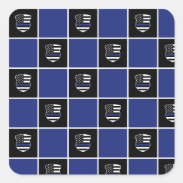Chic Police Officer Thin Blue Line Abzeichen Muste Quadratischer Aufkleber