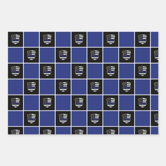 Chic Police Officer Thin Blue Line Flag Polizist A Geschenkpapier Set (Vorderseite 2)