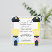 Chic-Polizei-Offizier-Abzeichen-Damast-Geschlecht Einladung (Stehend Vorderseite)