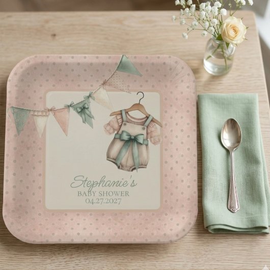 Chic Polka Dot Floral Party Plate Pappteller