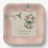 Chic Polka Dot Floral Party Plate Pappteller (Vorderseite)
