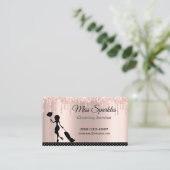 Chic Polka Dot Glitzer Tropfen Reinigungsdienste Visitenkarte (Stehend Vorderseite)