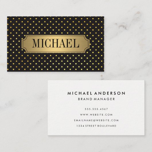 Chic Polka Dot Pattern Luxe Gold Metallic Visitenkarte (Vorne/Hinten)