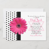 Chic Polka Dot Pink Daisy Bat Mitzvah Einladung (Vorderseite)