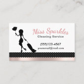 Chic Polka Dot & Pink Foil Reinigungsservice Visitenkarte (Vorderseite)