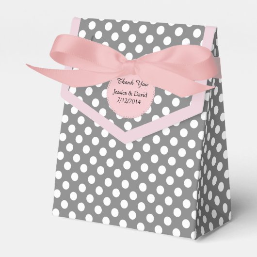 Chic Polka Dot Pink und Gray Gefallen Geschenkboxe Geschenkschachtel (Vorderseite)