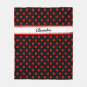 Chic Polka Dot Red Black Background Fleece Blanket (Vorderseite)