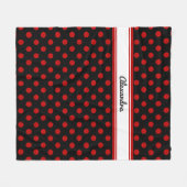 Chic Polka Dot Red Black Background Fleece Blanket (Vorderseite (Horizontal))