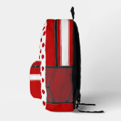 Chic Polka Dot Red White Background Bedruckter Rucksack (Rechts)