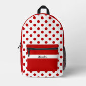 Chic Polka Dot Red White Background Bedruckter Rucksack (Vorderseite)