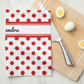 Chic Polka Dot Red White Background Geschirrtuch (Viertel Falte)
