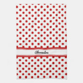 Chic Polka Dot Red White Background Geschirrtuch (Vertikal)