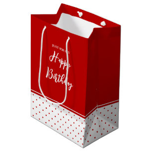 Chic Polka Dot Red White Background Mittlere Geschenktüte