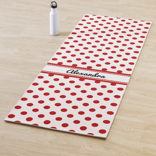 Chic Polka Dot Red White Background Yogamatte (Beispiel)