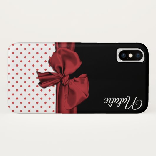 Chic Polka Dots and Bow iPhone X Case (Rückseite (Horizontal))