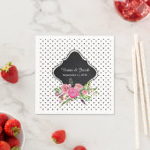 Chic Polka Dots and Peonies Wedding Napkin Serviette (Beispiel)