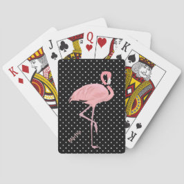 Chic Polka Dots & Pink Flamingo Custom Spielkarten