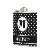 Chic-Polka-Punkt-Monogramm personalisiert Flachmann (Links)
