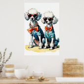 Chic Poodle Duo mit Sonnenbrille & Gemstone Collar Poster (Küche)
