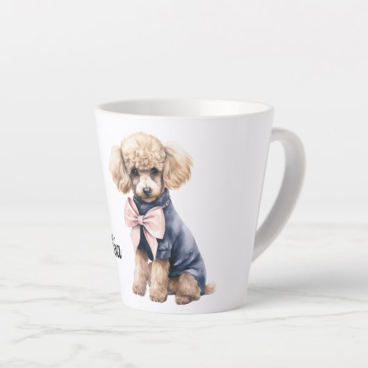 Chic Poodle in Pink & Blue Milchtasse (Rechte Ecke)