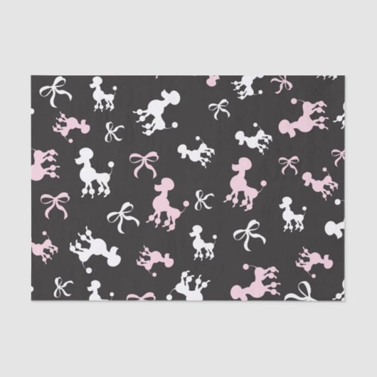 Chic Poodles Rosa und Schwarz Seidenpapier (Vorderseite)