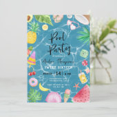 Chic Pool Party Sommer Süß 16 Geburtstag Einladung (Stehend Vorderseite)