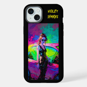 Chic Pop Art Anime Frau mit Auto iPhone-Hülle iPhone 15 Plus Hülle