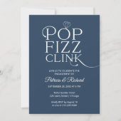 Chic Pop Fizz Clink Engagement Party Einladung (Vorderseite)
