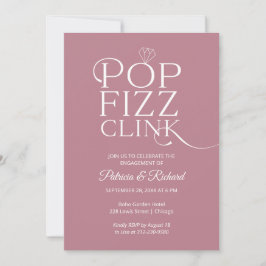 Chic Pop Fizz Clink Engagement Party Einladung