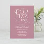 Chic Pop Fizz Clink Engagement Party Einladung (Stehend Vorderseite)