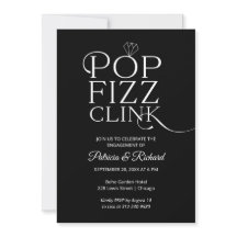 Chic Pop Fizz Clink Engagement Party Einladung