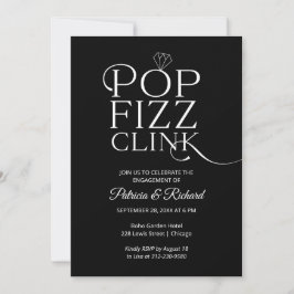 Chic Pop Fizz Clink Engagement Party Einladung