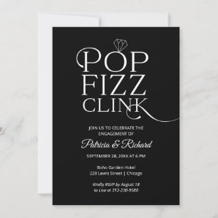 Chic Pop Fizz Clink Verlobungsfeier Einladung