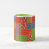 Chic Poppies Imitate-Patchwork Ringer Kaffee Tasse (Zentrum)