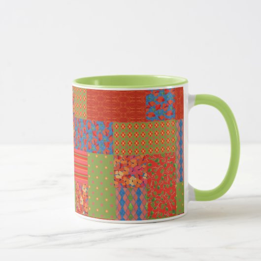 Chic Poppies Imitate-Patchwork Ringer Kaffee Tasse (Rechts)